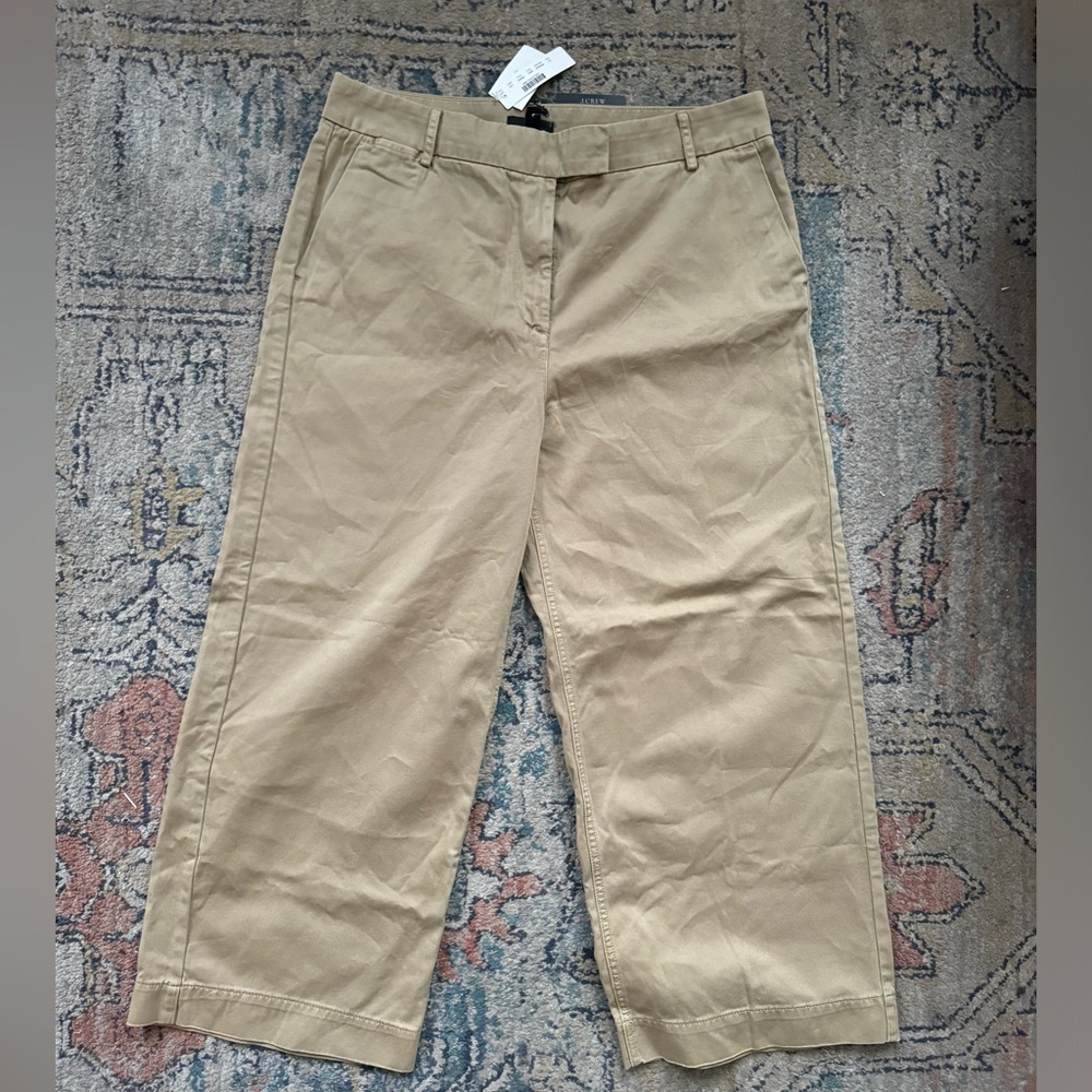 J.Crew Women’s Wide-Leg Cropped Khaki Pants Size 12 – Cotton Chinos NWT